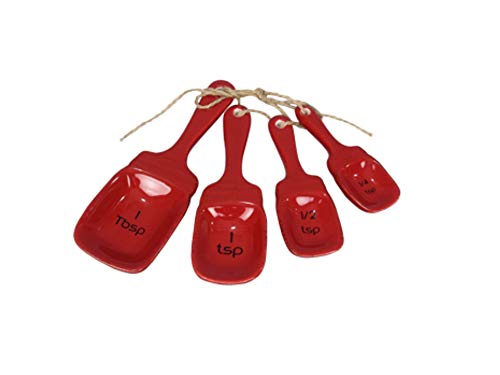 Red Ceramic Mason Jar Measuring Spoon Set