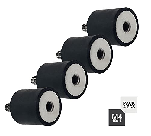 DOJA INDUSTRIAL | Klimaanlage Gummipuffer M4 | Gewinde-Innengewinde 15x15 PACK 4 | Klima Silentblock | Klimageraet Anti Vibration Gummilager | Wandhalterung Gummi Stossdaempfer | Antivibrationsfuesse