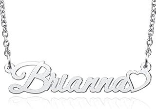 LuxglitterLin Heart Name Necklace Personalized Initial Custom Made Stainless Steel Jewelry for Women