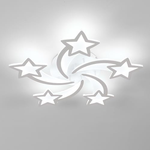Goeco Kids Ceiling Light, 6500K Modern Acrylic LED Close to Ceiling Light Fixture, White Star Shape Flush Mount Lamp for Kids Room, Nursery, Bedroom, Living Room