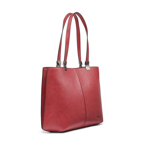 Image of Calvin Klein Women's Granite Geometric Tote Bag - Vegan Leather, Monogram, 3 Pockets