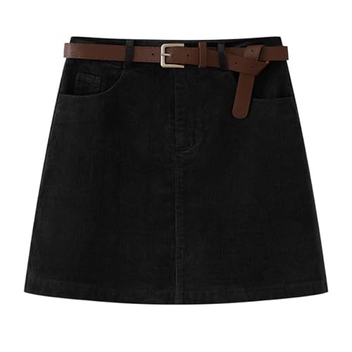 Women's Vintage Wool Mini Skirt Fall Winter High Waist A-Line3