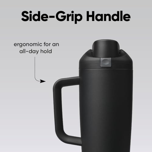 Image of Owala FreeSip Tumbler Insulated Stainless Steel Water Bottle with Built-in Straw and Side Handle, For Travel, Work, School, and Sports, 30oz, BPA Free, Leak Proof, Very, Very Dark