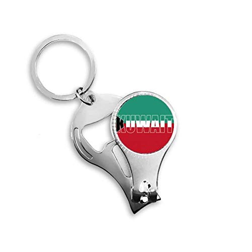 Porte-clés avec décapsuleur Koweït et drapeau métallique