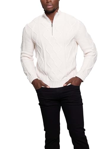 Guess Sweater Diamond Cable Half Zip pull manches longues pour homme