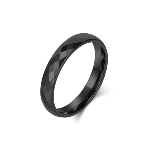 Bague de fiançailles tungstène noir cadeau homme précieux alliance facettée taille 64