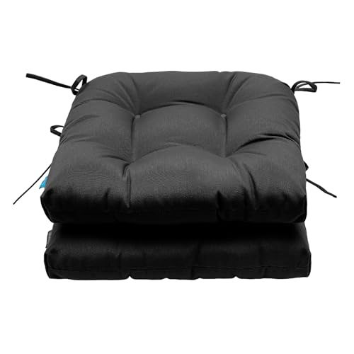Image of QILLOWAY Outdoor Patio Cushions Set of 3, Wicker Furniture Cushions with Ties, Waterproof Loveseat & Seat Cushions for Patio Bench, Porch Chair, Outdoor Replacement Cushions, Dark Grey