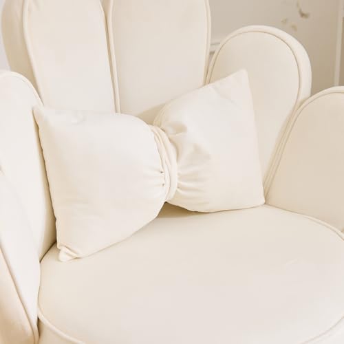 LEADZM Sessel Wohnzimmer, Schminktisch Stuhl Armlehnensessel Loungesessel Relaxsessel Lesesessel Akzentsessel Einzelsofa Schlafzimmer, mit Samtbezug Metallbeinen (Petal Rückenlehne, Weiß)