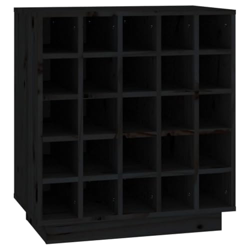 vidaXL Armoire à Vin Porte-Bouteilles Étagère à Vin Range-Bouteilles Meuble de Rangement Maison Intérieur Noir 55,5x34x61 cm Bois de Pin Massif