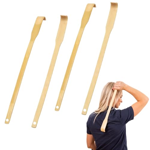 4 Stück Bambus Rückenkratzer Rückenkratzer aus Holz Holz Rckenkratzer Back Scratcher Kratzhand Rückenkratzer zur von Juckreiz Rckenkratzer mit langem Griff bambus rückenkratzerfür Männer und Frau