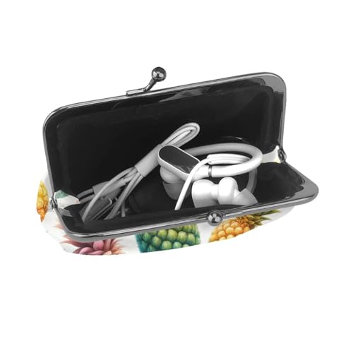 Pu Leather Buckle Coin Purse Colorful-Pineapple-Summery Girls Kiss-Lock Change Purse Wallets4