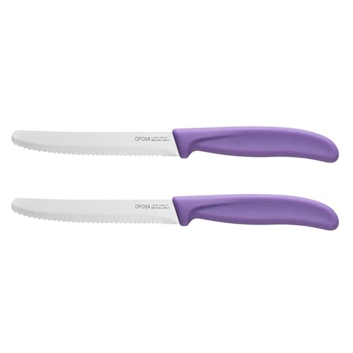 Image of OPOLIA Tomato knife,2-Piece,Serrated,Stainless Steel,Dishwasher Safe,Purple