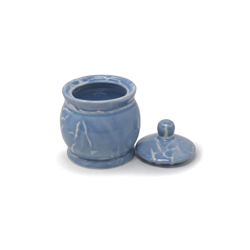 Image of The Himalayan Goods Company 300 ml Ceramic Handi, Utility Box, Tea Coffee & Sugar, Spice, Pickle & Salt Pepper Container (Blue)