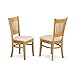 East West Furniture VAC-OAK-C Microfiber Upholstered Seat Dining Chairs, Oak Finish, Set of 2