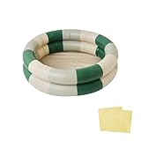 プール ベビー キッズ 厚手 家庭用 幼児用 小さめ ミニ ベランダ シンプル 丸型 1人用 修復パッチ 2枚付き (ホワイトグリーンストライプ)