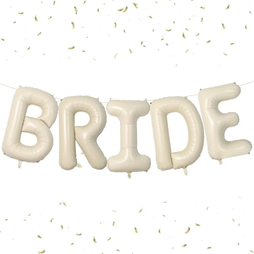 DazzJoy Bride to Be Deko Luftballon, 16 Zoll Cremeweiß Bride Buchstaben Ballons, Junggesellenabschiâ€¦ – Miniatur