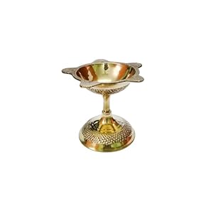 Rastogi Handicrafts Pure Brass Diya (Puja Lamp) Hindu Pooja Article 2.5 Inch In Height
