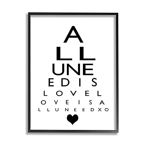 Image of 'All You Need Is Love Seeing Eye Chart'| Framed Giclee Art | Stupell Industries | Black, 11 x 14 Inches, Easy to Hang and Sturdy, Made in USA, by Ashley Calhoun