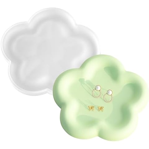 Tray Silicone Molds Large Resin Tray Molds Round Heart Flower Shape Plate Mold Irregular Organizer Casting Mold Epoxy Resin Moulds for Jewelry Storage DIY Art Craft Home Decor (Flower) Cover