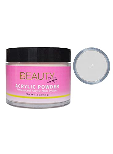 Beauty Palm Acrylic Powder Deep White, 60g, 2 oz, for Salon and Pedicure Use, Acrylic Dip, Professional Salon Use, Pretty Nails and Feet