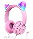 iClever Kinder Kopfhörer, Katzenohr-LED-Leuchte Over-Ear mit 85dBA Lautstärkebegrenzung Faltbare HD Stereo Kabel Kopfhörer, für Schule/iPad/Tablet/Reisen