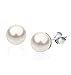 Produktbild Nenalina Silber Damen-Ohrringe Ohrstecker mit Glas Perlen 10 mm Weiß für Frauen, 925 Sterling Silber, Ohrstecker für Damen mit Perlen, Hochzeit Ohrringe, 842402-190