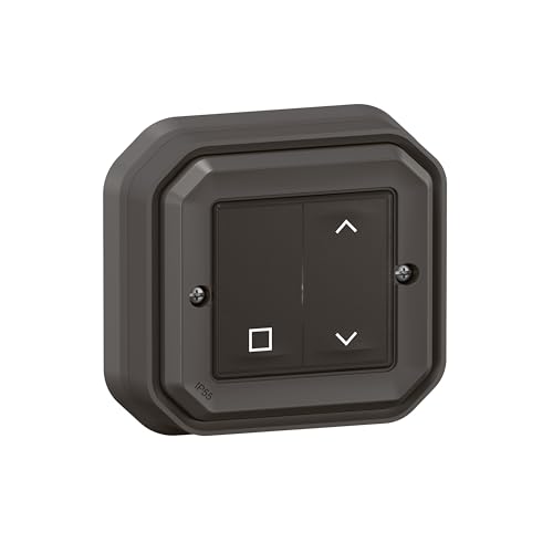 Legrand Plexo New Feuchtraum-Rollladenschalter – Smart, Kabellos, Batterielos, IP55, Anthrazit