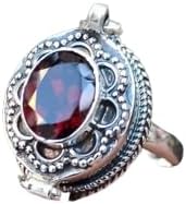 Vintage Garnet Poison Ring - 925 Sterling Silver Handcrafted Romantic Locket Ring, Gothic Valentine's Day Gift, Halloween Jewelry, Unique Poison Box Design for Women
