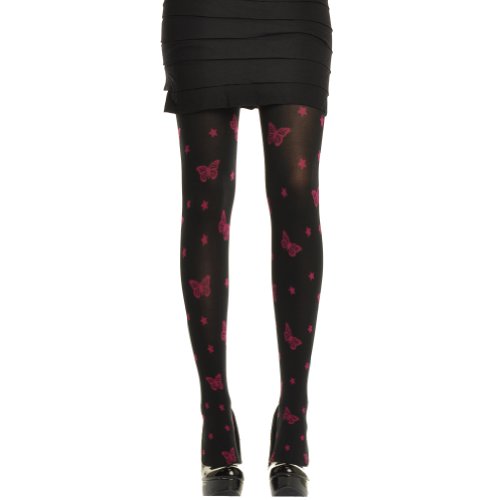 Angelina Opaque Tights With Butterfly And Star (Magenta, 8902) #TOP1