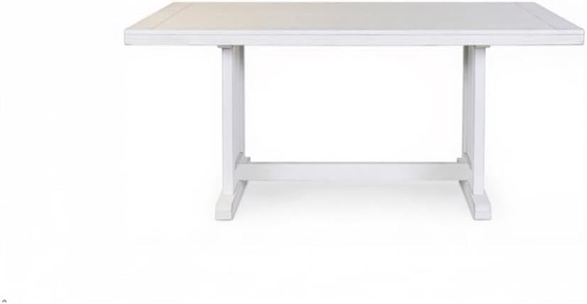 Pemberly Row 60" Farmhouse Mahogany Wood Table in Marble White, Solid Wood, Sturdy Construction, Kitchen Or Dining Table, Farmhouse Style, Durable and Stylish