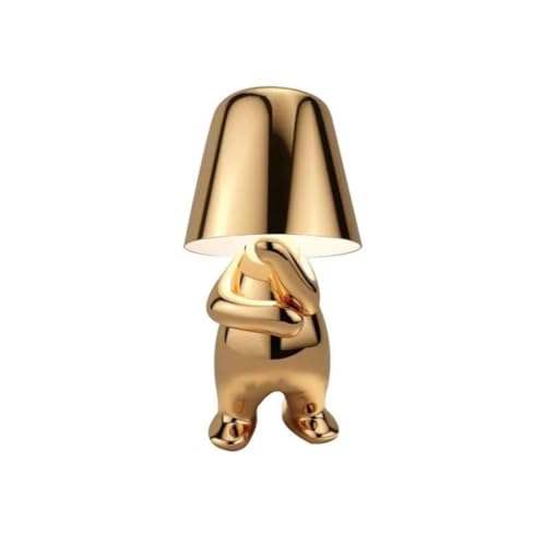 Image of Statue Electroplated LED Table Lamp, Gold Metallic Finish, Touch Control, USB Rechargeable, 3 Colour LED, Dimmer Option, Home, Living Room, Study & Office Desks (Thinking)