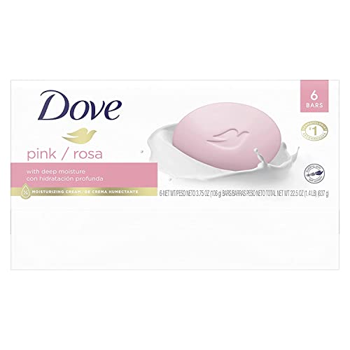Image of Dove Beauty Bar Gentle Cleanser For Softer and Smoother Skin Pink More Moisturizing Than Ordinary Bar Soap 3.75 oz Pack Of 6 (USA)
