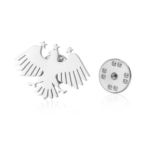 Dreamtimes Broche pour femme et homme avec l'aigle de Syrie broche vintage en acier inoxydable représentant l'aigle de Saladin bijou ethnique issu du patrimoine arabe syrien (Argent)