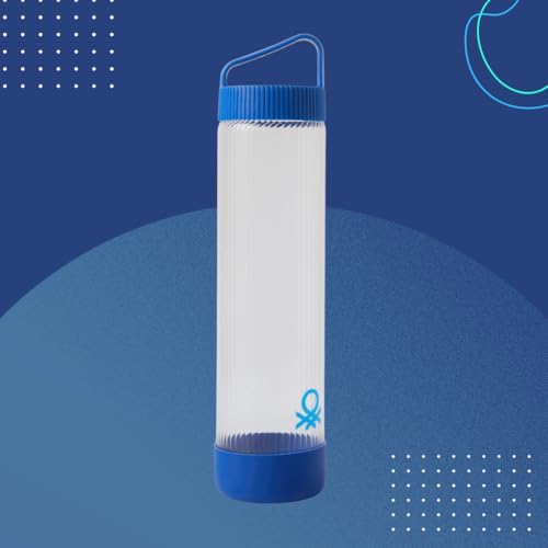 Image of United Colors of Benetton 750ML Glass Water Bottle with Anti Slip Silicone Base, Leak-Proof, BPA-Free, Durable, Odor-Free, Eco-Friendly Hydration Bottle for Home, Gym & Travel