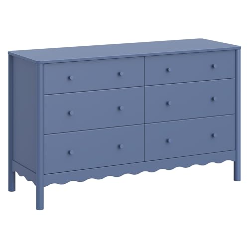 Image of Babyletto Swell 6-Drawer Assembled Baby Dresser, Cove Blue | GREENGUARD Gold Certified, 6 Spacious Drawers, Dresser for Bedroom, Living Room & Hallway - Wooden Double Chest of Drawers