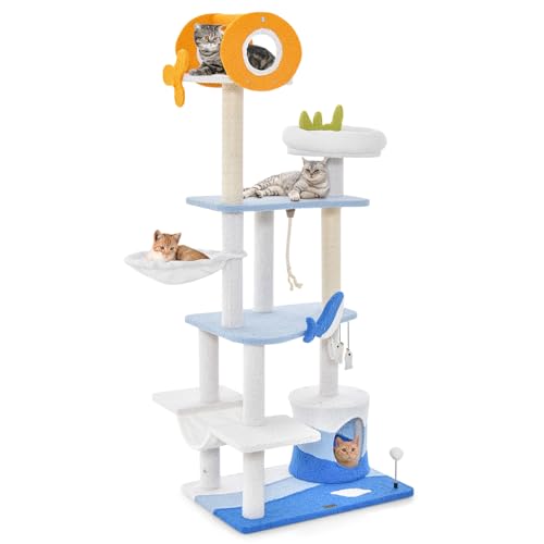 Árbol para gatos temático oceánico de 66 pulgadas miniatura 1