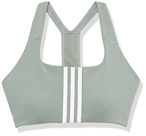 Image of adidas Powerimpact Training Medium Support Bra Sports Bra, Opaque for Women, Silver/White, (X-Small) DD