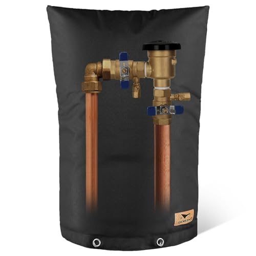Backflow Preventer Insulation Cover - Water Pipe Insulation Sprinkler Cover for Outside - Insulated Backflow Cover Pouch for Irrigation Back Flow Valve in Winter or Sun Exposure (24'W x 36'H, BLACK)