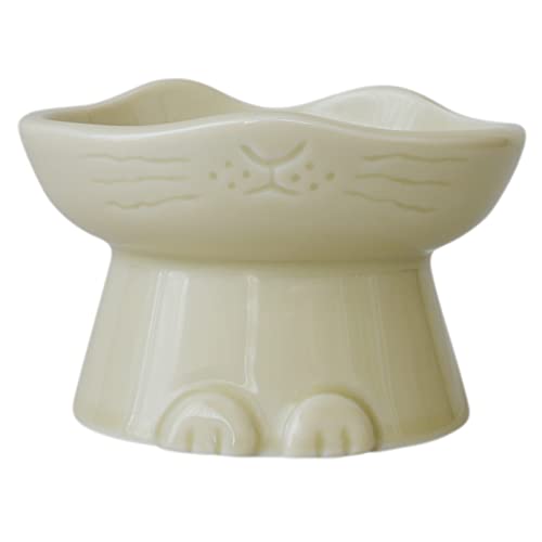 nnma (んーま) 猫用 フードボウル ミニサイズ えさ入れ 電子レンジ対応 食洗機対応 日本製 美濃焼 餌入れ ごはん皿 NN-1600 くりーむ