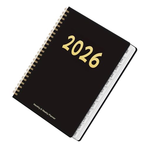 2026年 週間スケジュールプランナー,12ヶ月 スパイラル綴じ 年間ノート,2026 週間月間プランナー - 学校、仕事、学生、女性、教師、家族、家庭、大学向け