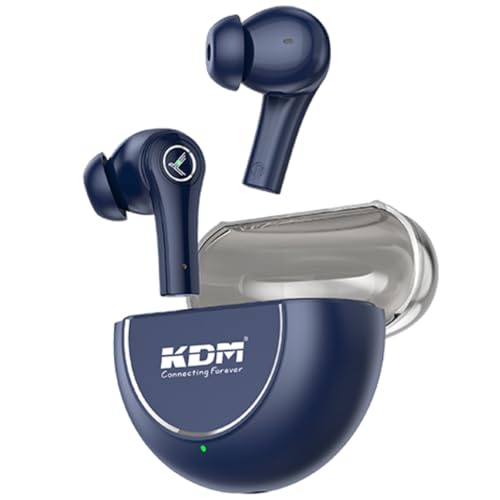 Image of KDM - E5 Smilepods Truly Wireless in Ear Earbuds with 30hrs Playtime, ENC, Voice Changing, Low Latency, Buds TWS, Blue