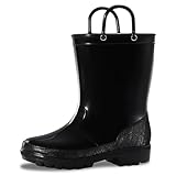 WILLPORT Toddler Rain Boots,Waterproof Kids Rain Boots with Easy-on Handles for Boys and Girls,Ink Black,10 Toddler