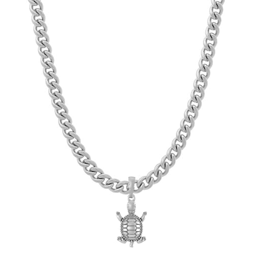 Pendentif tortue argent massif 925 et sa chaine gourmette 55cm idee cadeau symbole