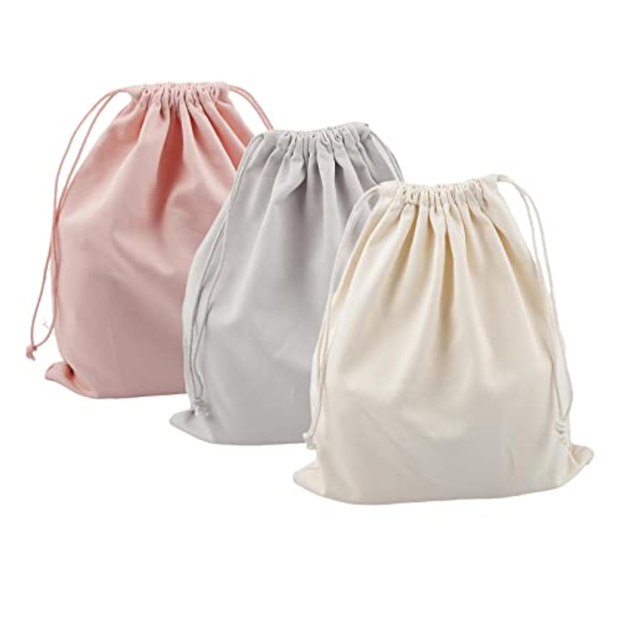 3 Pcs Canvas Drawstring Storage Bag for Shoes, Portable Organizer