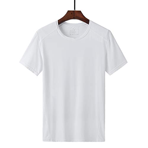 Preisvergleich Produktbild Marico Herren Fitnessstudio Trainings-T-Shirt Schnelltrocknendes Oberteil Atmungsaktiv Wicking Fitness Kurzarm Eisseide Rundhals Laufendes T-Shirt Sommer Sport T-Shirt,A,L