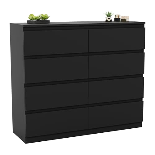 Vida Designs Denver 8 Drawer Chest of Drawers Black – Modern Wooden Storage Unit