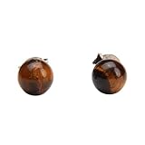  Ohrstecker rund - Ohrringe Natur- und Edelsteine - Ohrschmuck - 925 Sterling Silber Stecker - Durchmesser: ca. 6mm (Tigerauge)