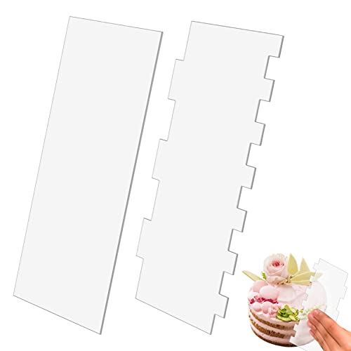 Lot de 2 Grattoir à Gâteau en Acrylique Transparent, Peignes de Décoration de Gâteau, Gâteau Grattoir Décoration Peigne pour Crème, Gâteau, Pâtisserie, Décoration DIY Cover