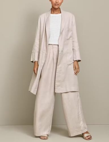 IDEALSANXUN Womens Long Cotton Linen Blazer Casual Lightweight Spring Jackets3