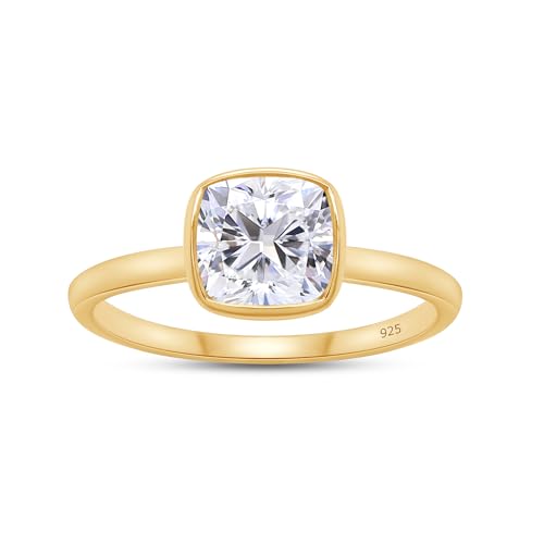 SAVEARTH DIAMONDS Multi Shape Lab Created Moissanite Diamond Bezel Set Solitaire Engagement Ring In 14K Gold Over 925 Sterling Silver Jewelry (VVS1 Clarity)
